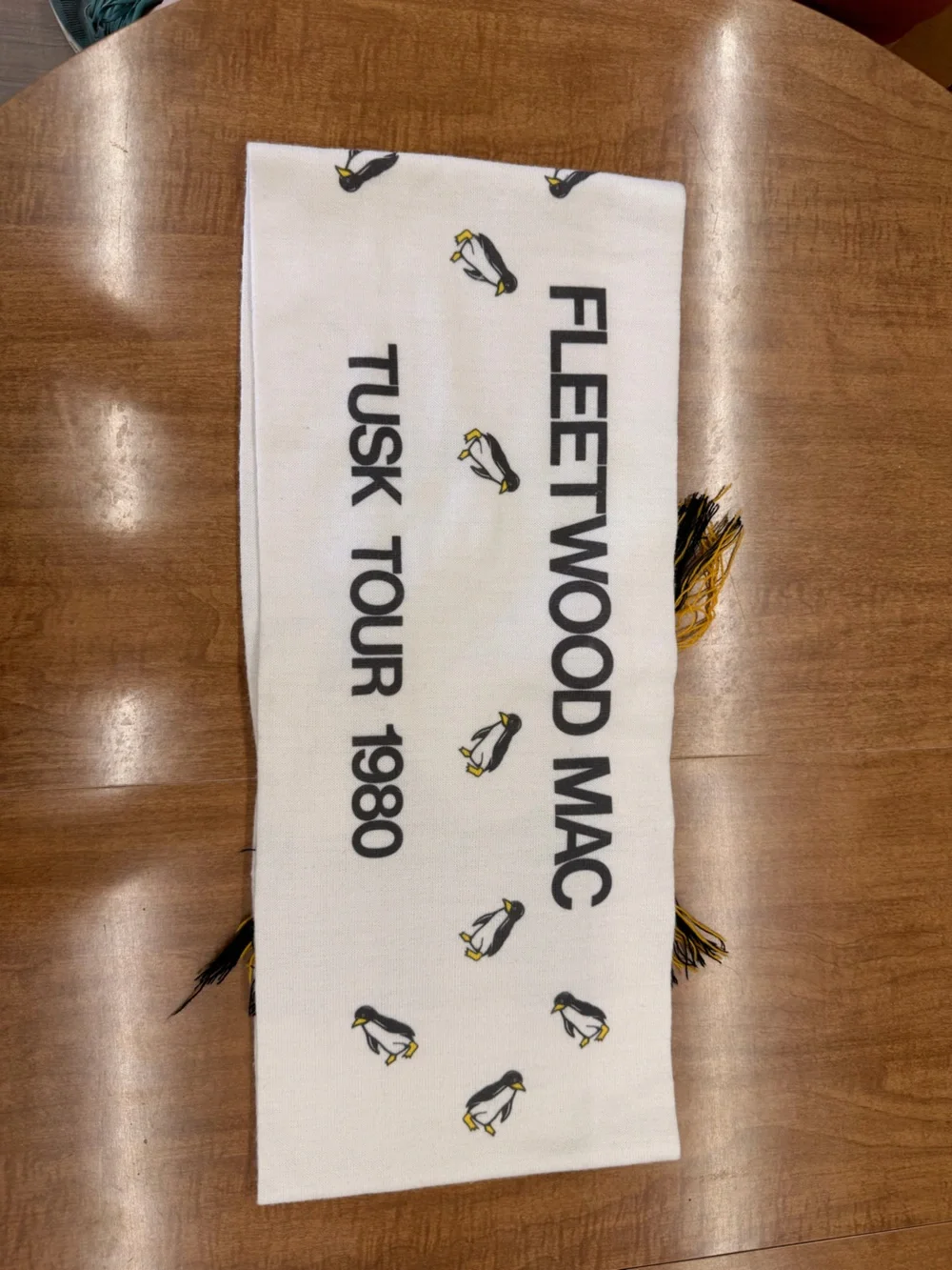 Fleetwood Mac Tusk Tour 1980 Scarf - White with Black & Yellow